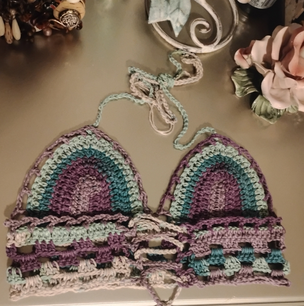 Multicolor Crochet Halter Top - Picture 8 of 14